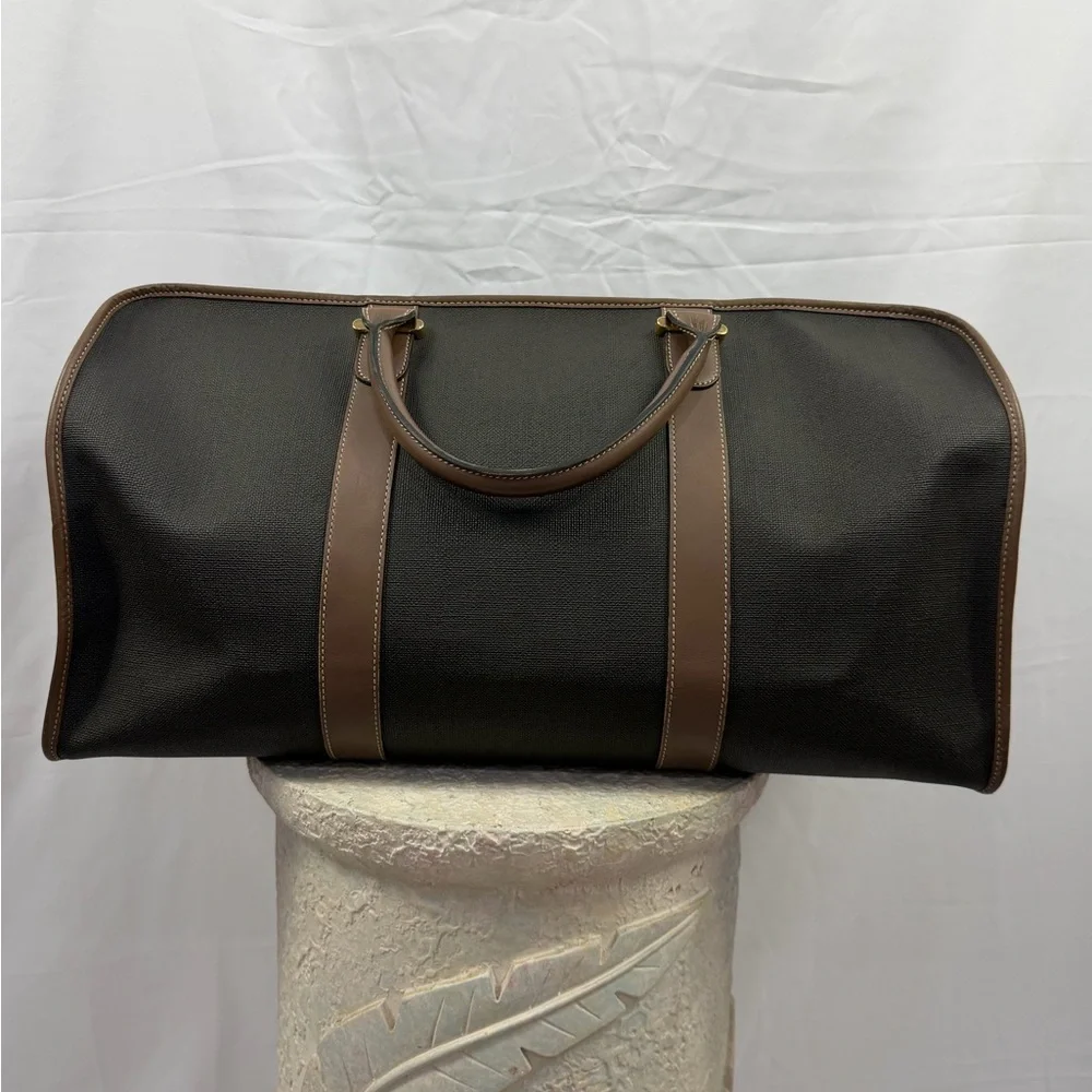 Vintage Dunhill Weekender Duffel Travel Bag Leather Trim W Lock Key